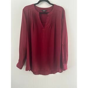 Simply Vera Vera Wang Red Button Down Blouse Size XL